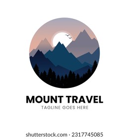 adventure creative logo design with mount vector template