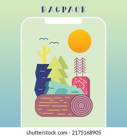 Adventure Desert tour Vector illustration. Desert vibes vector graphic. Cactus artwork. Vector Illustration. Travelling and outing, discovery and exploration concept.