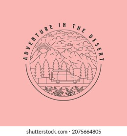 adventure in the desert vintage logo vector design, mountain logo design