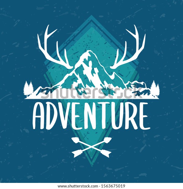 Adventure Design Mountain Wanderlust Hipster Style Stock Vector