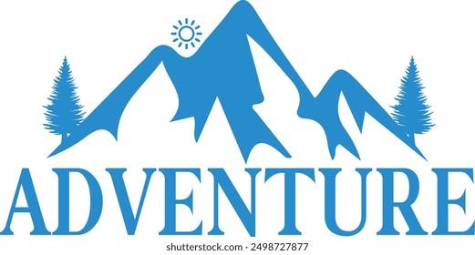 Diseño de aventura en fondo aislado transparente blanco liso para tarjeta, camisa, sudadera con capucha, sudadera, ropa, etiqueta, taza, icono, póster o insignia