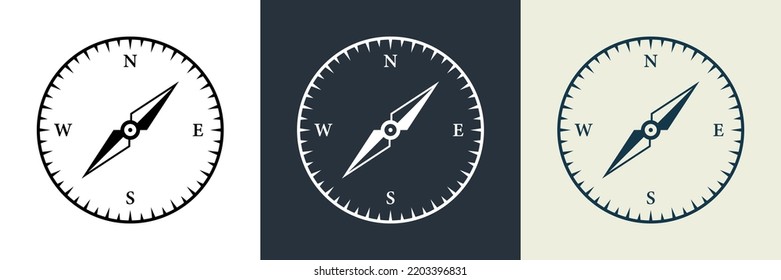 Adventure Direction Arrow to North South West East Orientation Navigator Modern Sign. Compass Map Silhouette Icon Set. Rose Wind Navigation Retro Equipment Pictogram. Isolated Vector Illustration.