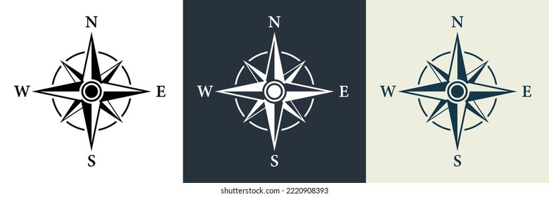 Adventure Direction Arrow to North South West East Orientation Navigator Modern Sign. Compass Map Silhouette Icon Set. Rose Wind Navigation Retro Equipment Pictogram. Isolated Vector Illustration.