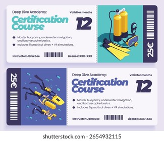 Adventure Diving Isometric tickets Collection