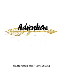 Adventure Dotwork Tribal Arrow. Vector Illustration of Handdrawn Concept.