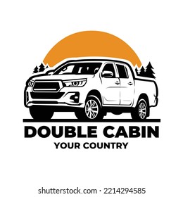 Adventure double cabin pickup truck logo vector isolated