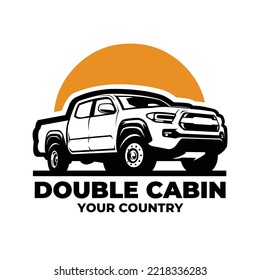 Adventure double cabin pickup truck logo vector isolated