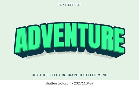 Adventure editable text effect in 3d style. Text emblem for advertising, branding, business logo