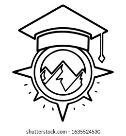 Adventure education compass logo design element. Geography thin line style stock vector graphic icon
