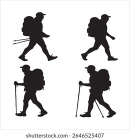 adventure enthusiast silhouette with backpack