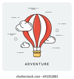 Adventure and exploration. Flat thin line concept. Vector illustration.