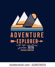 Adventure explorer. Lettering inspiring typography poster. Vector illustration.