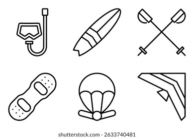Adventure and Extreme Sports icon set