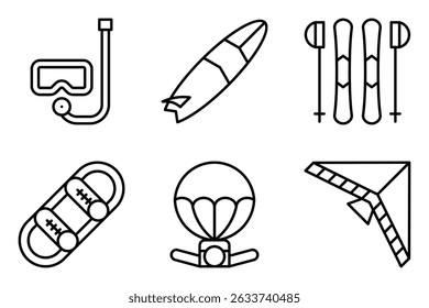 Adventure and Extreme Sports icon set