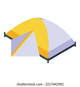 Adventure family tent icon isometric vector. Trip camp. Children boy