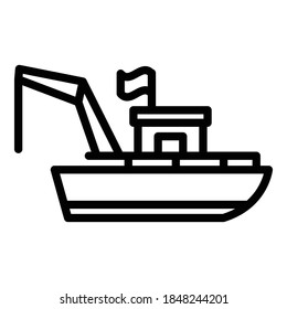 Adventure fishing boat icon. Outline adventure fishing boat vector icon for web design isolated on white background