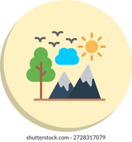 Icono de estilo de círculo plano de aventura