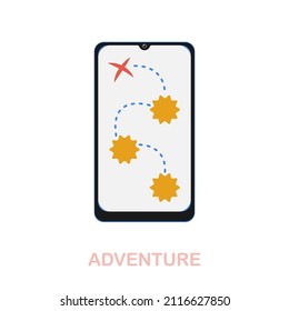 Adventure flat icon. Colored element sign from online education collection. Flat Adventure icon sign for web design, infographics and more.