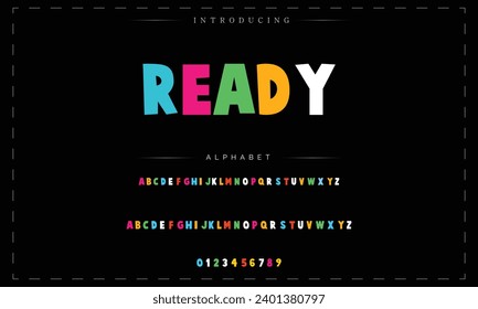 Adventure font modern bouncy typeset, lively friendly alphabet. Playful cheerful letters in Los Muertos Mexican style for menus, labels, signage, ads, crafts and comic book. Vector typographic design