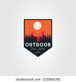 adventure forest or mountain outdoor badge logo vector illustration design