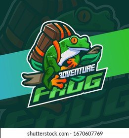 adventure frog mascot logo design