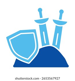 Ícones De Jogo De Aventura Em Estilo Azul, Ilustração De Vetor