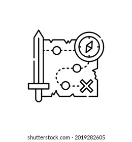 Juego de aventura с icono de línea de color. Géneros de juegos de computadora. Pictograma para página web, aplicación móvil, promoción. elemento de diseño de interfaz gráfica de usuario (GUI) de UI UX. Trazo editable.