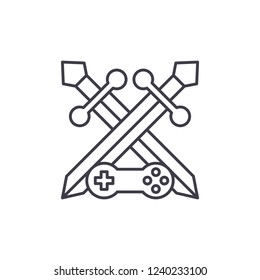 Adventure game line icon concept. Adventure game vector linear illustration, symbol, sign