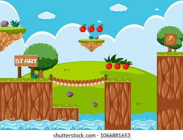 Adventure Game on the Island Scene illustration