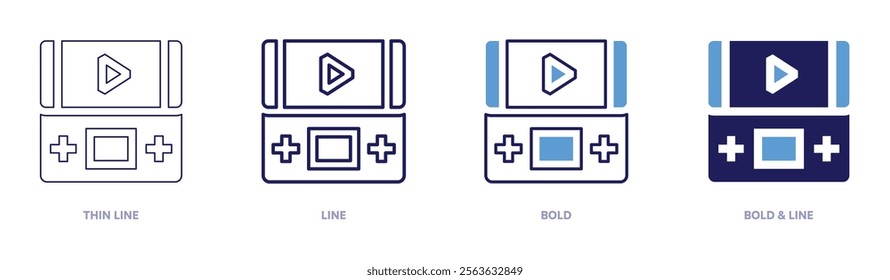 Adventure games icon in 4 different styles. Thin Line, Line, Bold, and Bold Line. Duotone style. Editable stroke.