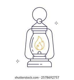 Adventure Gear Camping Lantern Vector Icon Design