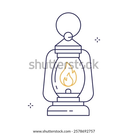 Adventure Gear Camping Lantern Vector Icon Design