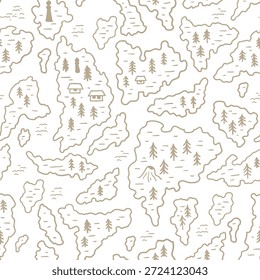 Aventura. Fondo de pantalla geográfico. Modelo inconsútil del mapa del Vector con las islas, los mares, y los ríos para el diseño de los niños.
