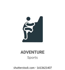 Adventure glyph icon vector on white background. Flat vector adventure icon symbol sign from modern sports collection for mobile concept and web apps design.