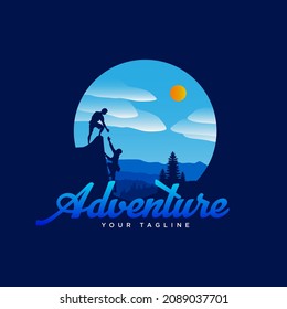 adventure gradient logo with beautiful scenery