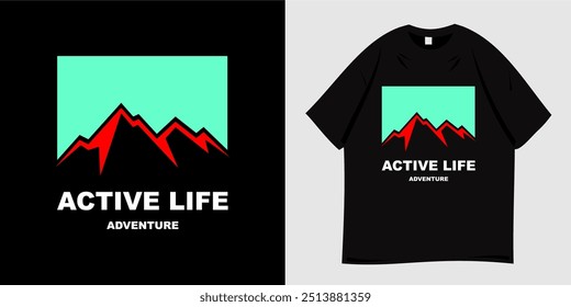 Adventure graphic t-shirt design ready to print. Symbol of mountain, explorer, hiking, adventurer, wild nature. Suitable for expeditions. Vector illustration