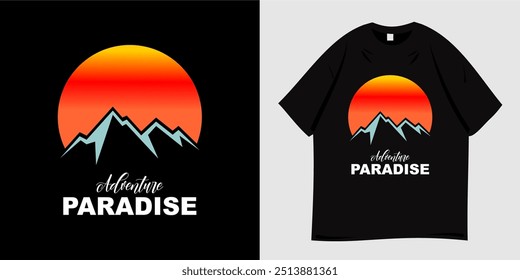 Adventure graphic t-shirt design ready to print. Symbol of mountain, explorer, hiking, adventurer, wild nature. Suitable for expeditions. Vector illustration