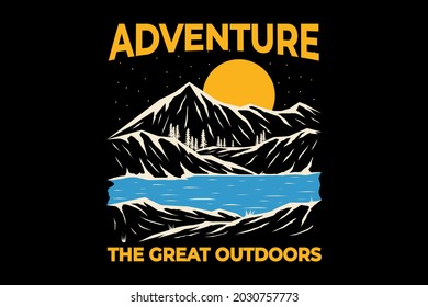 adventure great outdoors river hand drawn vintage illustration