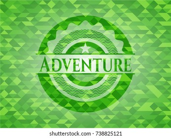 Adventure green emblem with mosaic background Adventure green emblem with mosaic background