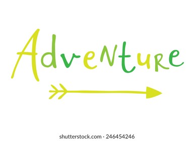 Adventure hand lettering vector with arrow