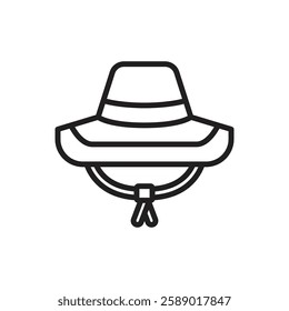 Adventure Hat Outline Icon Vector Illustration