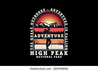 Adventure high peak, design silhouette style