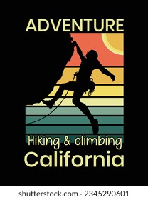 Adventure Hiking and climbing California, Hiking T-shirt Design, Hiking tee