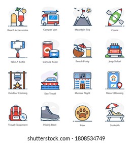 Adventure and Hiking Flat Icons Pack 