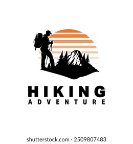 Adventure Hiking man logo design template
