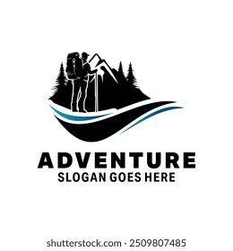 Adventure Hiking man logo design template