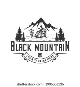 Adventure hiking peak mountain, illustration logo design