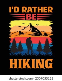 Adventure Hiking t-shirt design, retro vintage, forest, camping, typography, hiking coffee, hill, 