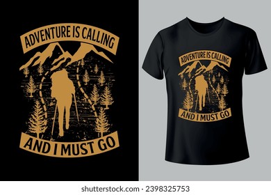 Adventure Hiking typography unique, custom, vintage T-shirt Design