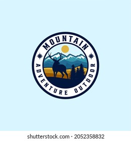 Adventure Hipster Mountain Outdoor Badge Logo Design Vector